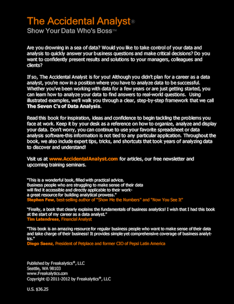 The Accidental Analyst book back cover